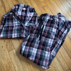 Victoria's Secret Black, Gray & Pink Plaid Pajama Set